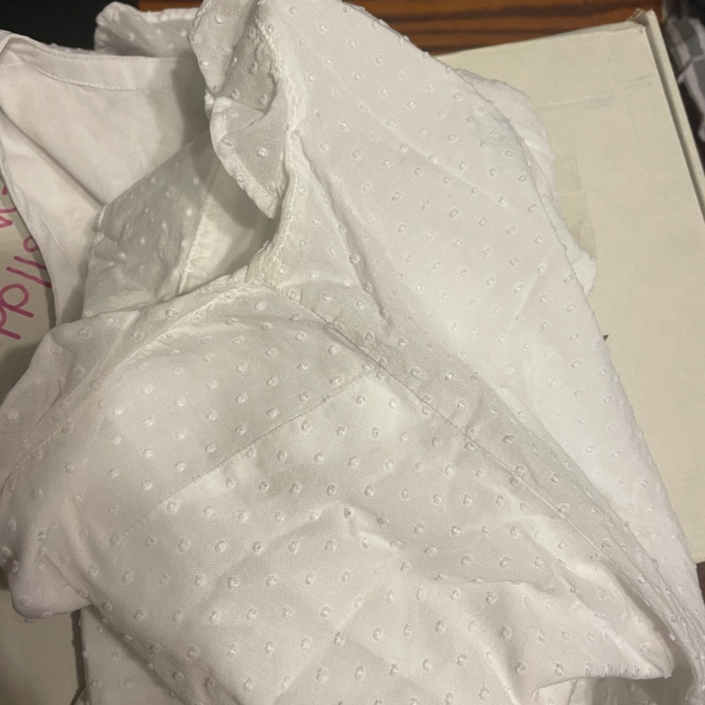 Cotton White Polka Dot Top S - Picture 8 of 8